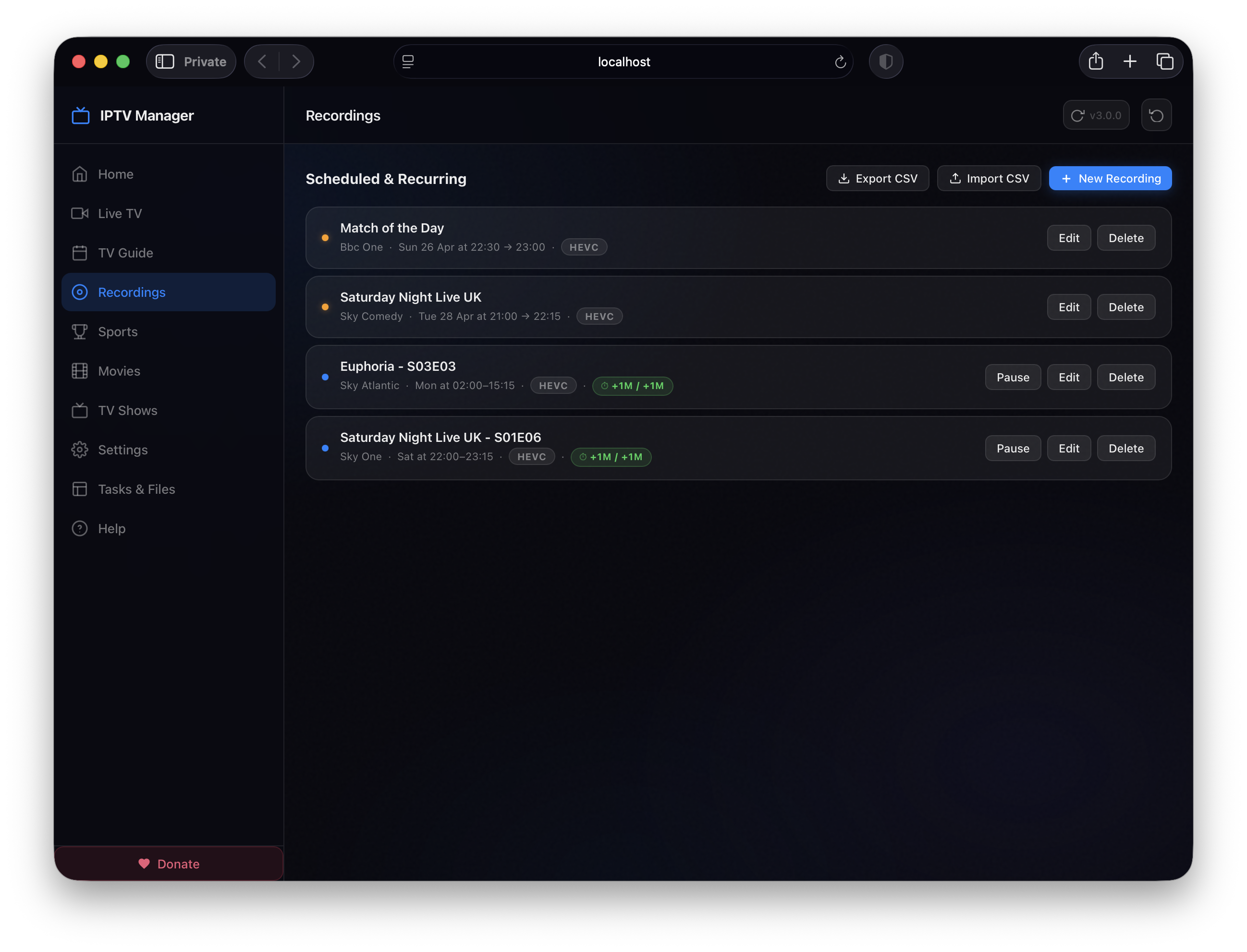 IPTV Manager - Recordings